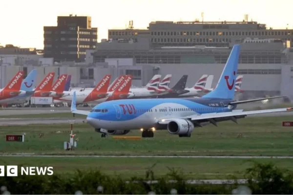 Passengers at Gatwick Airport during a water supply outage affecting terminal facilities