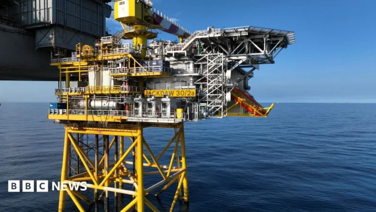 Offshore gas platform in the North Sea near Aberdeen