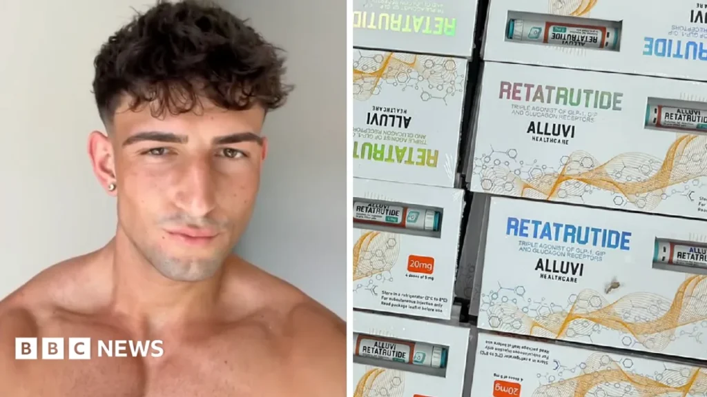 A syringe and weight loss medication vials representing counterfeit retatrutide concerns